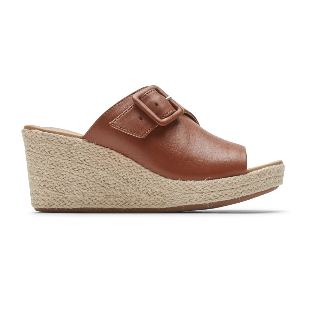 Rockport Slides For Womens Brown - Lyla Buckle - AW9586127